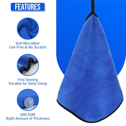 Image of Btag Microfiber Cleaning Cloth, 30x40 cms 600 GSM | Highly Absorbent,Lint and Streak Free, Multi-Purpose Wash Cloth for Kitchen,Car,Window,Stainless Steel,Silverwear(Dark Blue 30x40cms) Pack of 1