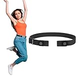 SUOSDEY No Buckle Elastic Belts for Men and Women Black,No Show Invisible Belts for Jeans Dress Pants Suit Waist 22”-34”