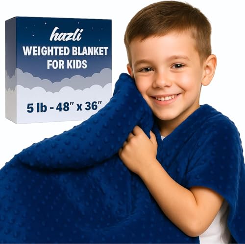 Image of hazli Super-Soft Kids Weighted Blanket 5 Pounds - Weighted Blanket for Kids - Easy to Clean, Washable Minky Cover - 36x48 Inches 5lbs Child - Small Heavy Blanket for Girls and Boys