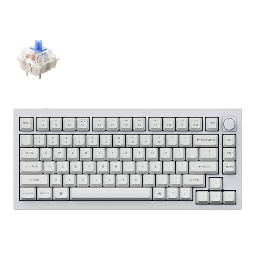 Image of Keychron Q1 RGB Wired Custom Mechanical Keyboard, 75% Layout QMK /VIA Programmable Macro with Hot-swappable Gateron G Pro Blue Switch Double Gasket Compatible with Mac Windows Linux (White) -Version 2
