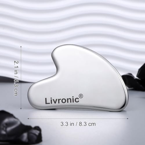 Image of Livronic Premium Stainless Steel Gua Sha Tool for Face & Body | Metal Facial Massage Tool for Lymphatic Drainage, Skin Tightening, Jawline Sculpting, Anti-Aging, Neck, Eyes & Full Body Muscle Massage