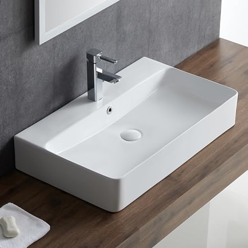 Rectangle Bathroom Vessel Sink 28" x 16.5", Eridanus Wall Mount