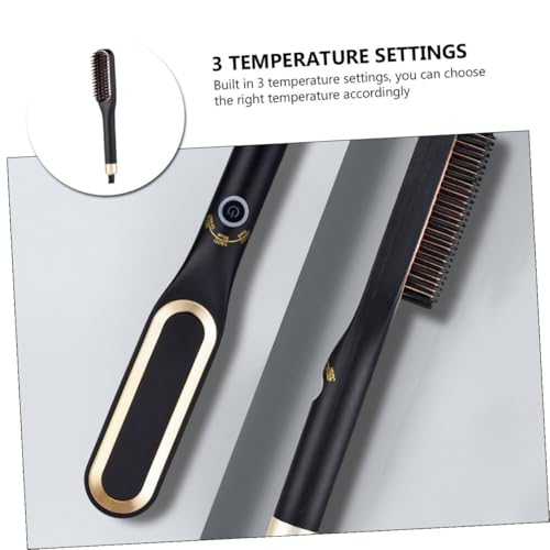 Cepillo alisador eléctrico para barba LIFKOME con 3 ajustes de calor, mini plancha para cabello para hombres, color negro, enchufe US 110V miniatura 7