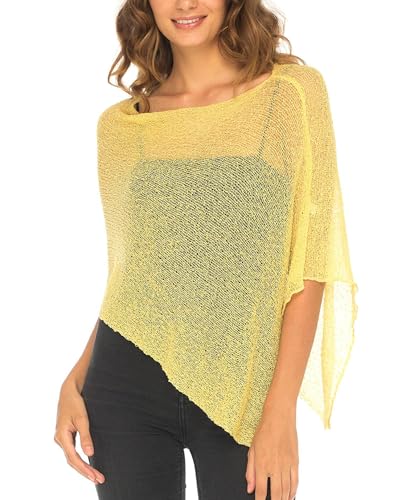Image of SHU-SHI Womens Sheer Knit Poncho Shrug Lightweight Cover Up One Size Fits Most
