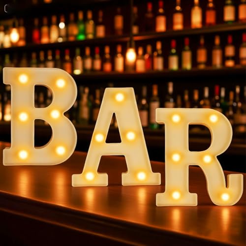 Lot de 3 lettres lumineuses, Alphabet Lumineux pour bar, lettres