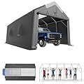Carport Canopy 12x20FT Heavy Duty with Translucent Roof - Skyview Portable Garage with Reinforced Metal Frame, Zipper Doors, All-Weather Resistant,Waterproof Outdoor Storage Shelter for Cars/RV/ATV