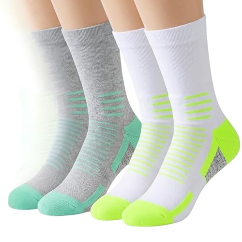 Image of Crew Socks for Women & Men Circulation, Diabetic and Neropathy Pain Relief, Swelling, Neuropathy, Runner, Nurses, Travel, Pregnancy, Flying - Pack of 2- (Green+ Cyan)
