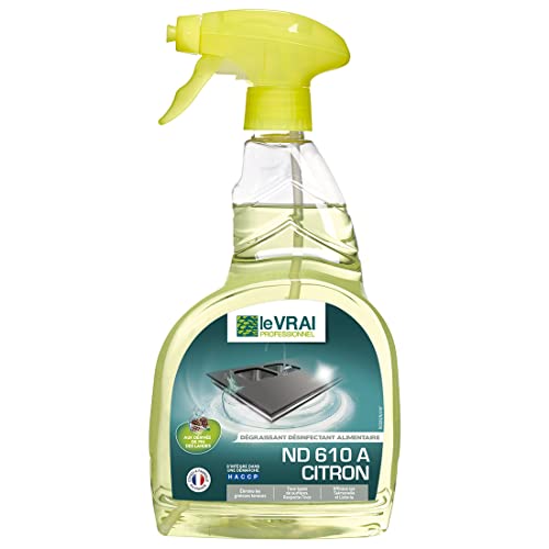 LE VRAI PROFESSIONNEL - Dégraissant Désinfectant Alimentaire ND 610 A, Parfum Citron - Bactéricide - Prêt à l’Emploi - Fabrication Française - Pulvérisateur 750 ml Cover