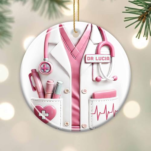 Personalized Medical Professional Ceramic Ornament with 3D Inflated Effect - Unique Gifts for Doctors, Nurses, and Healthcare Heroes - Image 3