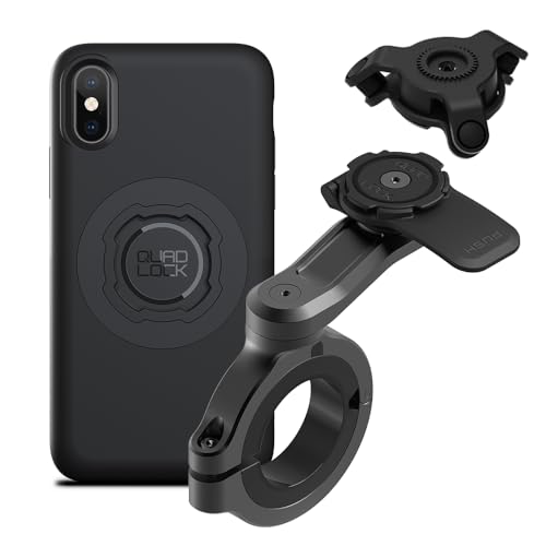 Image of Quad Lock Motorcycle Handlebar Phone Mount PRO - Large with Vibration Dampener and MAG Phone Case for iPhone X /XS
