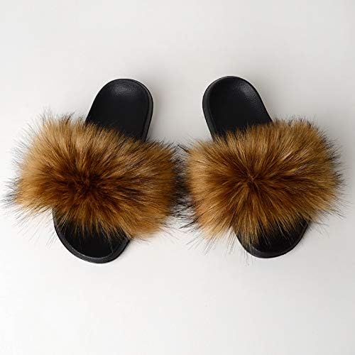 kids faux fur slides