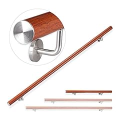 relaxdays Corrimano in Alluminio, Rotondo, Passamano per Interni o Esterni Effetto-Quercia, 100 cm, Ø 42 mm Marrone