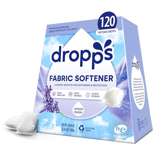 Dropps Laundry Fabric Softener Pods, Lavender Meadow (120 Pods) - Laundry Additive for Softening & Protection - HE Compatible Mineral Based Ingredients Laundry Supplies