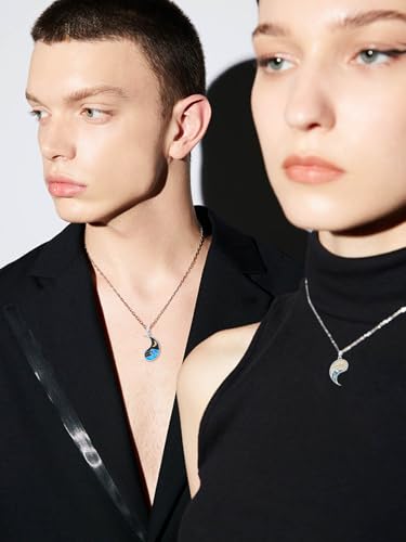 Matching Yin and Yang Necklace, S925 Sterling Silver Sun and Moon Mountains Jewelry Gifts for Her Him2