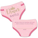 Big Dot of Happiness Little Princess Crown - Diaper Shaped Raffle Ticket Inserts - Pink and Gold...