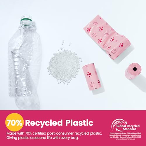 Image of Dog Poop Bags, Extra Thick & Leak-Proof Doggie Bags, Lavender Scented Pet Waste Bags Made from 70% Certified Recycled Plastic, Easy Tear & Open Poop Bags for Dog Walking, 8 Rolls (120 Count)