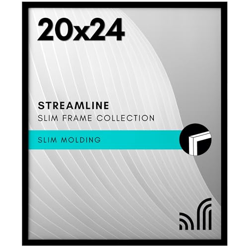 Americanflat 20x24 Picture Frame with Polished Plexiglass - Streamline Collection - Thin Border Picture Frame for Wall Display - Hanging Hardware Included - Black