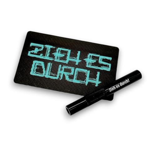 M&M Smartek Alu Röhrchen Set in schwarz/geriffelt (70mm) mit Laser Gravur und Hack-Karte - Carbon Look im EC-Karten Format (ZIEH ES DURCH)