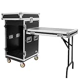 Seismic Audio - SAMRWT-16U - 16 Space Rack Case with 10 Space Slant Mixer Top and DJ Work Table - PA/DJ Pro Audio Road Case - 16U