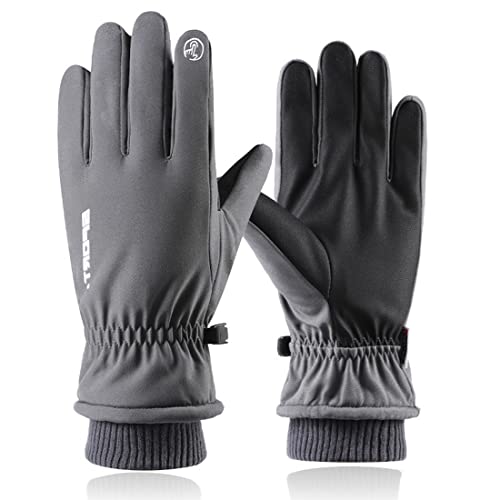 Image of GUSTAVE Grey Winter Gloves for Men,Women & Adult with Warm Riding Gloves Touch Screen Finger Microfiber for Anti Slip Design,Ski,Bike,Gloves,Windproof & Waterproof