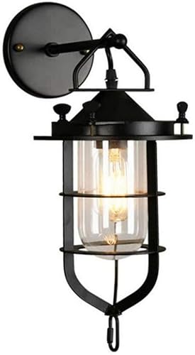 Industrial Vintage Nordic Glass Wall Sconce with Retro Metal Paint Single Head Lighting for Bedroom Headboard Porch E26E27 Base