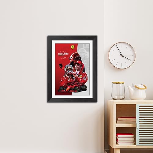 Image of TenorArts Charles Leclerc Poster F1 Driver Posters Formula One Photo Frame Painting with Matt Finish Black Texture (12 inches x 9inches)