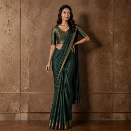 Image of Studio Shringaar Women's Brocade Side Stretch (Smocked) Readymade Saree Blouse