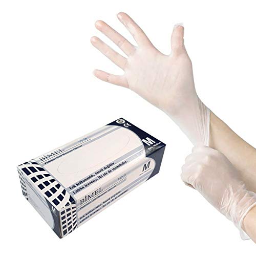 Guantes de Vinilo Desechables Transparentes [ CAJA 100 UDS ] - Sin Látex - TALLA M