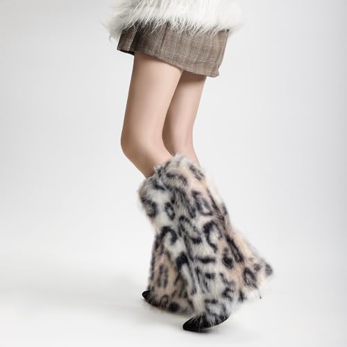 Image of Sexybody Leg Warmers for Women & Girls Y2K Kawaii Fluffy Fur Flared Leg Warmer Furry Goth Grunge Socks Harajuku Leopard