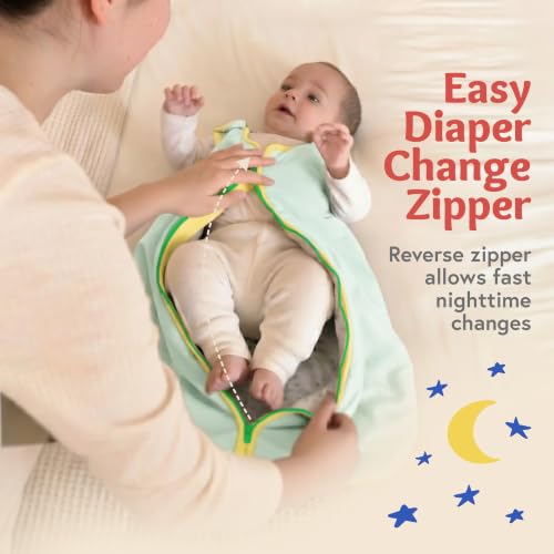 Image of Baby Deedee Sleep Nest Lite - Cotton Sleep Sack 0.6 TOG 18-36M Blue Stripe | Patented shoulder snaps and full-length zipper support easy dressing and diaper changes for warmer routines