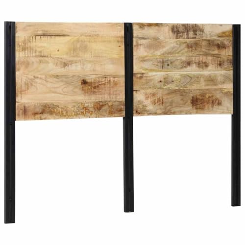 Tête de lit 140 cm VidaXL en bois massif de manguier et fer, tête de lit double, panneau de tête de lit, lit double, brun, style Cottage, montage sur cadre