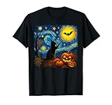 Photo Gallery gatto nero di halloween van gogh notte stellata amanti gatto maglietta Photo Gallery gatto nero di halloween van gogh notte stellata amanti gatto maglietta