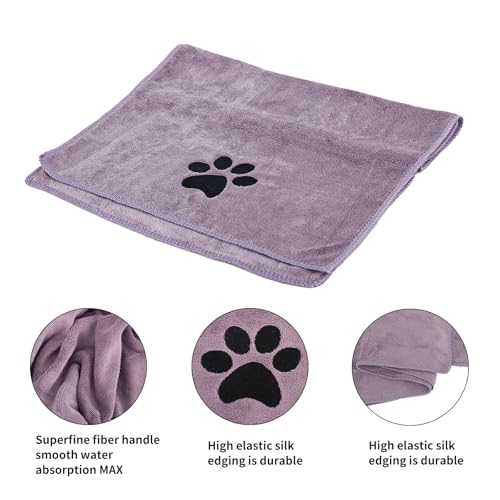 RUCUDIM Hundehandtuch,2 Stück Hundehandtuch Extra Saugfähig für Hunde Und Katzen,75 x 35 cm Schnelltrocknend Haustier Mikrofaser Handtücher,Geeignet für Katzen, Hunde und Andere Haustiere(Lila)