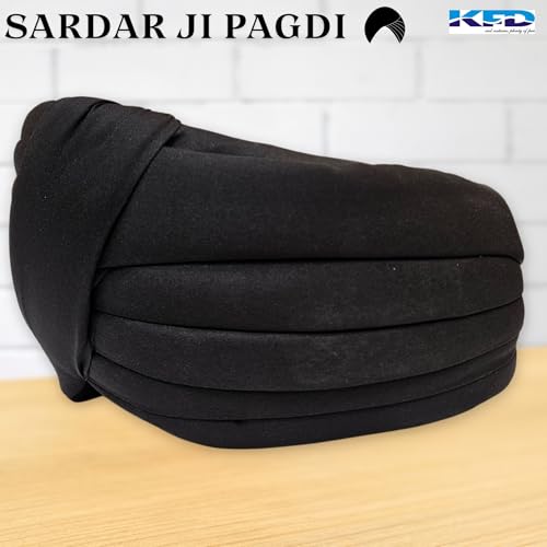Image of Kaku Fancy Dresses Sardar Ji Turban for Kids Traditional Sikh Headwear for Fancy Dress, Cultural Events & Role Play Costume - Black