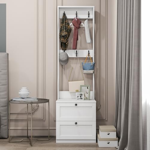 LUMISOL Slim Entryway Hall Tree with Storage, 2-in-1 Entryway Storage