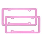 TASIRO 2 Pack Aluminum Metal License Plate Frame with 4 Holes Pink