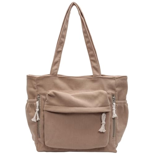 Eslcorri Women’s Hobo Handbag Corduroy Tote Bags Large Casual Shoulder Purse Slouchy Messenger Bag with Multi-pocket
