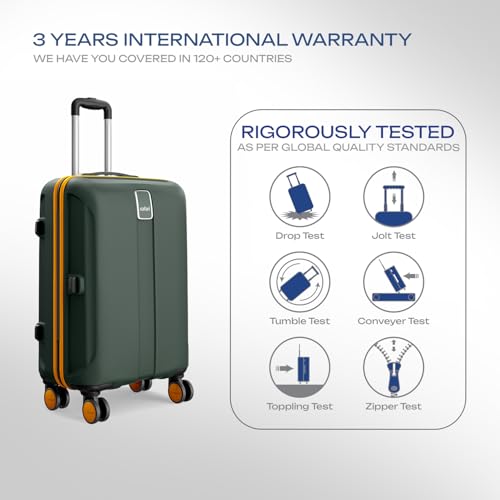 Image of Safari Thorium Neo 8 Wheels Set of 3 Trolley Bags, Hard Case Polycarbonate, 360º Wheeling Carry on & Check-in Luggage for Men & Women, Suitcase for Travel, Trolley Bags for Travel, Dusk Green