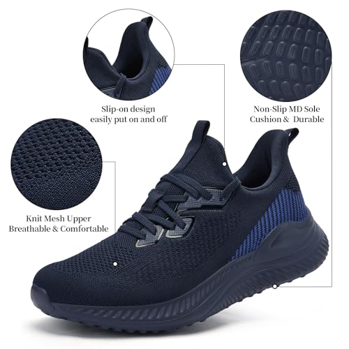 Image of Slow Man Mens Walking Sneakers Wide Width Slip on Tennis Shoes,Lightweight Breathable Running Shoes,Ideal for Athletic Workout Gym Jogging and Casual Wear