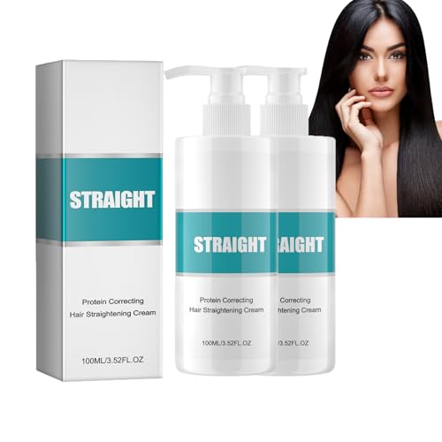 Dyceittdia 2pcs Crema Alisadora De Proteinas, Crema Alisadora del Cabello, Crema alisadora capilar Correctora de proteínas, Alisar el Cabello Encrespado, 2pcs*100ml, hair