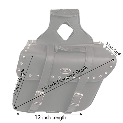 Image of Milwaukee Leather Studded Throw-Over Motorcycle Saddlebags - Synthetic Leather - Universal Fit - Zip-Off - Large