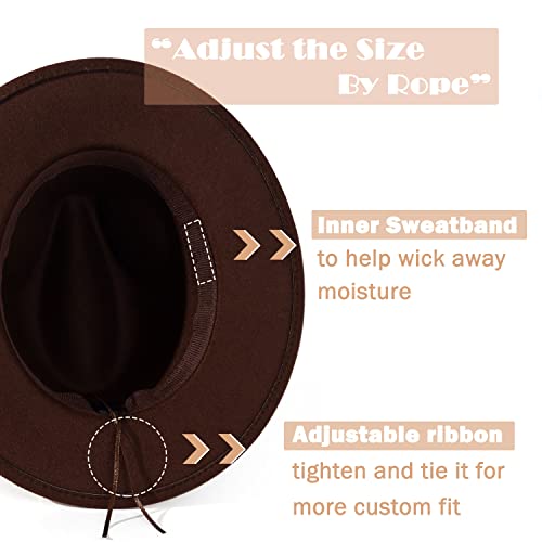 Image of Lisianthus Men & Women Vintage Wide Brim Fedora Hat | Classic Belt Buckle Decor, Adjustable Drawstring, Inner Breathable Sweatband, Timeless Style, Ideal for Travel & Daily