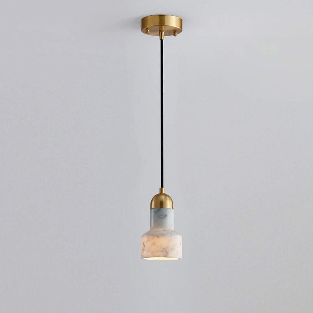 ASerZenith Indoor Chandelier, Led Lights - Modern Minimalist Marble Chandelier - Fashion All Copper Single Head Pendent Lamp Lighting E27