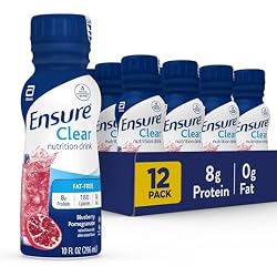 1 of Ensure Liquid Clear Nutrition Drink, 0g fat, 8g of protein, Blueberry Pomegranate, 10 Fl Oz (Pack of 12), Bottle, gluten free