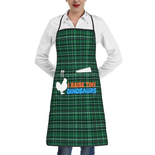nopicsn I Raise Tiny Dinosaurs Apron for cooking with Pockets Women Men Kitchen Chef Funny Aprons