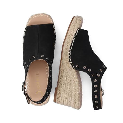 Journee Womens cushioned footbed Crisie Wedge Heel Sandals Espadrille Ankle Buckle Faux Leather Open Toe 3-4 Inch Heel4