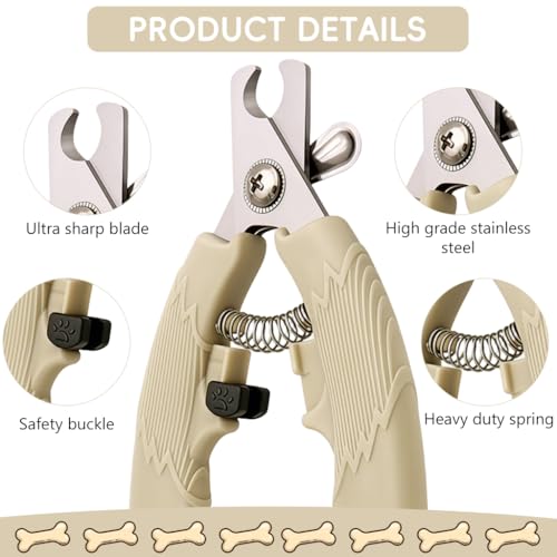 Image of Qpets Pet Nail Cutter Cute Cat Nail Clipper with with PP Handle, Stainless Steel Pet Trimmer with Safety Stop to Prevent Over-Cutting Spring-Loaded, Easy-Grip Design for Cats Dogs