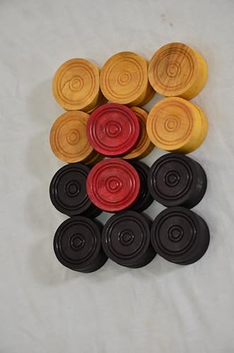 Image of Synco Professional Wooden Carrom Coins Board Game Set | 24 Carrom Board Coins in Special Case (Bulldog)