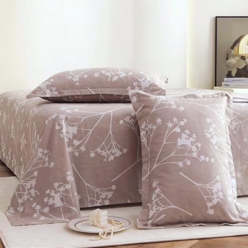 Image of Skyla Bedsheet for Double Bed| King Size 400 TC Cotton| 108 * 108 Inch Bedsheet|King Size Bedsheet with 2 Pillow Covers(Fall of Desert)