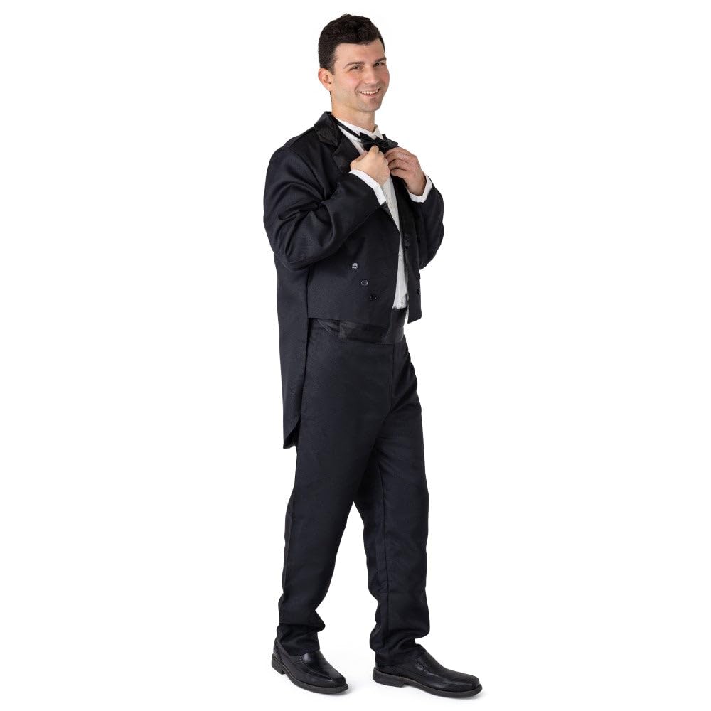 Dress Up America Butler Costume for Adults - Black Tuxedo Dress Up Set